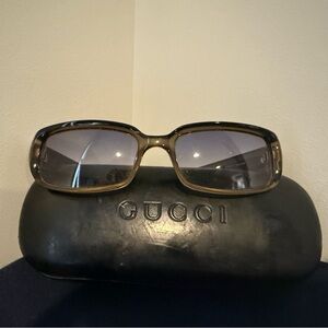 Gucci Black Rectangular Sunglasses with Gradient Lenses
